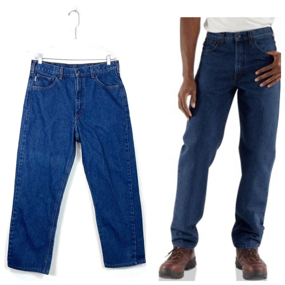 Carhartt FRB160 Flame Resistant Relaxed Fit Blue Denim Jeans Size 35x30